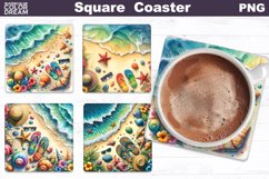 Summer Sea Wave Square Coaster | Tropical Beach Coaster Product Image 1