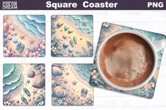 Summer Sea Wave Square Coaster | Tropical Beach Coaster Product Image 1