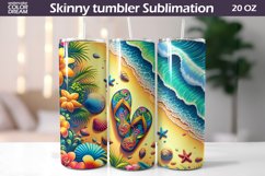 Beach Tumbler Wrap |Summer Flip Flops Tumbler Sublimation Product Image 1