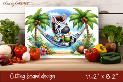 Cute animal cutting board sublimation, sea Palm tree beach Product Image 1