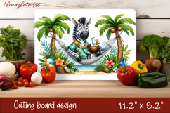 Cute animal cutting board sublimation, sea Palm tree beach Product Image 1