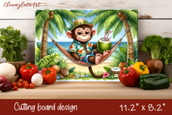 Cute animal cutting board sublimation, sea Palm tree beach Product Image 1