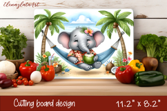 Cute animal cutting board sublimation, sea Palm tree beach Product Image 1