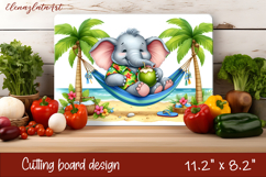 Cute animal cutting board sublimation, sea Palm tree beach Product Image 1