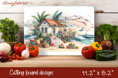Cute animal cutting board sublimation, sea Palm tree beach Product Image 1