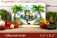 Cute animal cutting board sublimation, sea Palm tree beach Product Image 1