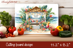 Cute animal cutting board sublimation, sea Palm tree beach Product Image 1