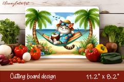 Cute animal cutting board sublimation, sea Palm tree beach Product Image 1