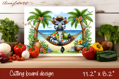 Cute animal cutting board sublimation, sea Palm tree beach Product Image 1