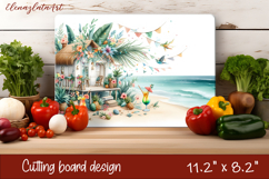 Cute animal cutting board sublimation, sea Palm tree beach Product Image 1