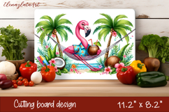 Cute animal cutting board sublimation, sea Palm tree beach Product Image 1
