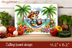 Cute animal cutting board sublimation, sea Palm tree beach Product Image 1