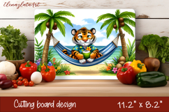 Cute animal cutting board sublimation, sea Palm tree beach Product Image 1