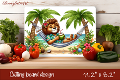 Cute animal cutting board sublimation, sea Palm tree beach Product Image 1