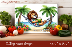 Cute animal cutting board sublimation, sea Palm tree beach Product Image 1