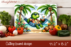 Cute animal cutting board sublimation, sea Palm tree beach Product Image 1