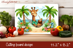Cute animal cutting board sublimation, sea Palm tree beach Product Image 1