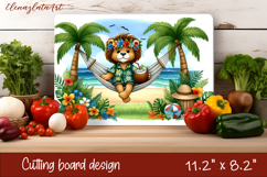 Cute animal cutting board sublimation, sea Palm tree beach Product Image 1