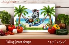 Cute animal cutting board sublimation, sea Palm tree beach Product Image 1