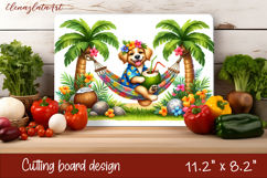 Cute animal cutting board sublimation, sea Palm tree beach Product Image 1