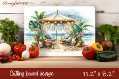 Cute animal cutting board sublimation, sea Palm tree beach Product Image 1
