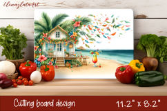 Cute animal cutting board sublimation, sea Palm tree beach Product Image 1