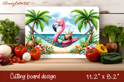 Cute animal cutting board sublimation, sea Palm tree beach Product Image 1