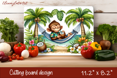 Cute animal cutting board sublimation, sea Palm tree beach Product Image 1