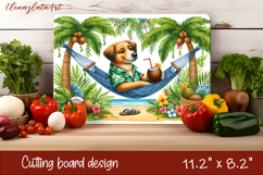 Cute animal cutting board sublimation, sea Palm tree beach Product Image 1