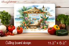 Cute animal cutting board sublimation, sea Palm tree beach Product Image 1