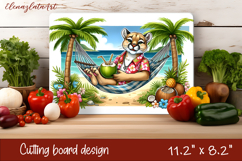 Cute animal cutting board sublimation, sea Palm tree beach Product Image 1
