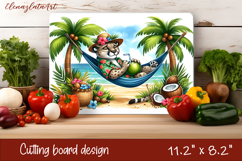 Cute animal cutting board sublimation, sea Palm tree beach Product Image 1