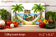 Cute animal cutting board sublimation, sea Palm tree beach Product Image 1