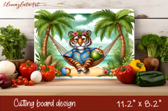 Cute animal cutting board sublimation, sea Palm tree beach Product Image 1