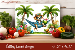 Cute animal cutting board sublimation, sea Palm tree beach Product Image 1