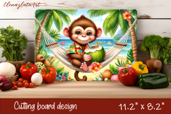 Cute animal cutting board sublimation, sea Palm tree beach Product Image 1