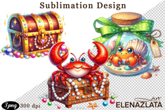 Watercolor baby crab clipart. Cute crab illustrations Product Image 1