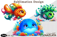 Watercolor baby golden fish clipart. Cute fish illustrations Product Image 1