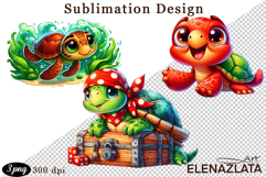 Watercolor baby turtle clipart. Cute sea illustrations Product Image 1