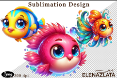 Watercolor baby golden fish clipart. Cute fish illustrations Product Image 1