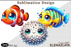 Watercolor baby golden fish clipart. Cute fish illustrations Product Image 1