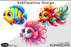 Watercolor baby golden fish clipart. Cute fish illustrations Product Image 1