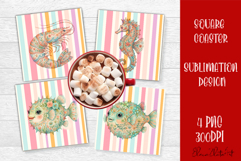 Coastal Sea Life Square Coaster PNG | Ocean Animal Product Image 1