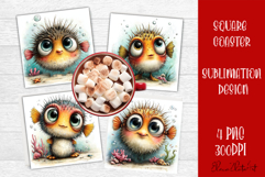 Baby fish square coaster sublimation PNG design Product Image 1