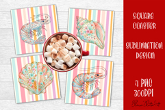 Coastal Sea Life Square Coaster PNG | Ocean Animal Product Image 1