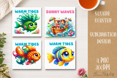 Beach Coaster Sublimation. Sea Coaster Design Product Image 1