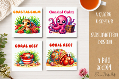 Beach Coaster Sublimation. Sea Coaster Design Product Image 1