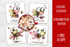 Dragonfly square coaster sublimation | Whimsical coaster PNG Product Image 1