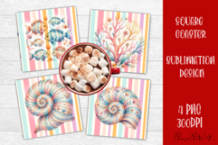 Coastal Sea Life Square Coaster PNG | Ocean Animal Product Image 1