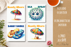 Beach Coaster Sublimation. Sea Coaster Design Product Image 1
